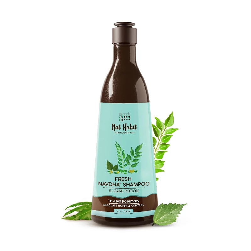 Nat Habit Sulfate-Free Natural Tri-Leaf Rosemary Hair Fall Control Shampoo Women and Men, 250 ml-1.webp